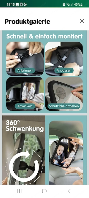Auto Innenspiegel für Baby - wie neu Bild 3