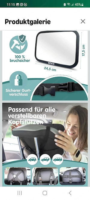 Auto Innenspiegel für Baby - wie neu Bild 4