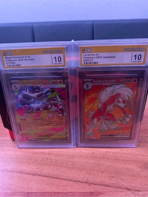    Pokémon Karten CRG 10   Mega Glurak X EX + Lycanroc EX   Top Zustand   