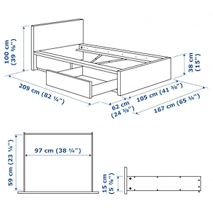 Bett mit 2 Schubkästen, weiß, 120x200 cm Bild 2