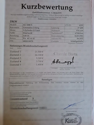 Oldtimer DKW Auto Union AU 1000 S Bild 2