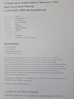Opel Astra Cabrio Twin Top 1,9TDI CDTI 150 PS und Sportfahrwerk Bild 3