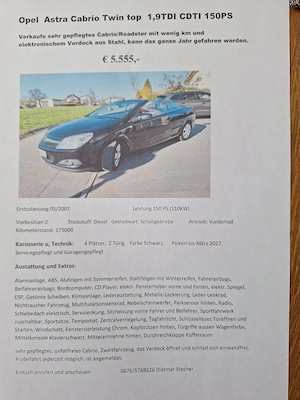 Opel Astra Cabrio Twin Top 1,9TDI CDTI 150 PS und Sportfahrwerk Bild 4