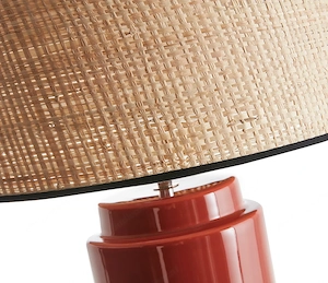 Miliboo Tischleuchte aus emaillierter Keramik in Terracotta mit Lampenschirm aus naturfarbenem Bild 4