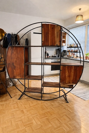 Regal rund Stahlrahmen Holz Blickfang Bild 4