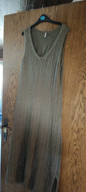 Strickkleid lang grün mit Glitzer