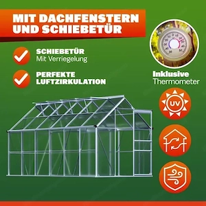 Alu Gewächshaus 380x190x195cm (neu) Bild 2