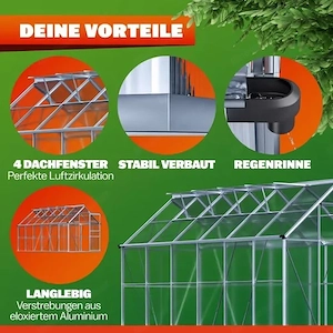 Alu Gewächshaus 380x190x195cm (neu) Bild 3