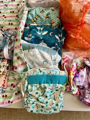 Stoffwindeln, auch AIO, Einlagen (Bambus oder Biobaumwolle), wetbags Bild 5