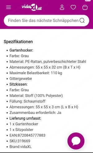 Rattan Lounge mit Hocker und Kissen Bild 3