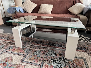 Moderner Couchtisch - Glas & Hochglanz Weiß Bild 2