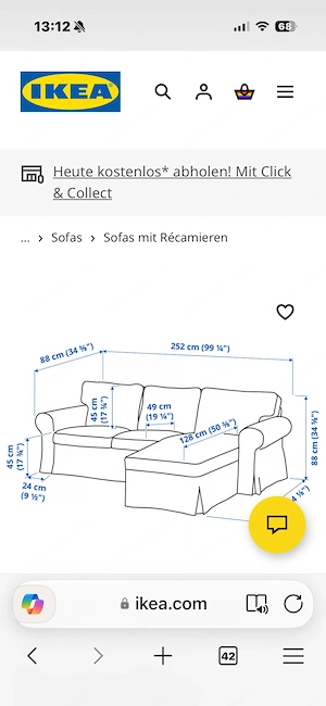 Einzelstück! Coole, praktische Ektorp Ikea Schlafcouch mit Recamiere Bild 5