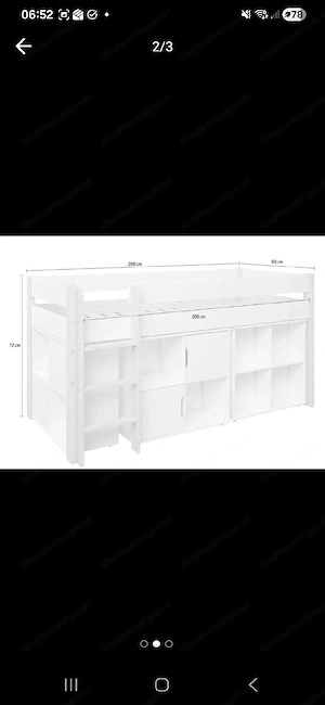 Hochbett 90x200 cm - praktisch wie neu inkl. Nachthimmel Bild 2