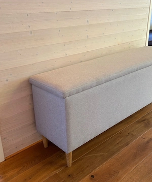 Sitzbank mit Stauraum   Kistenbank   grau, Skandinavischer Stil Bild 2