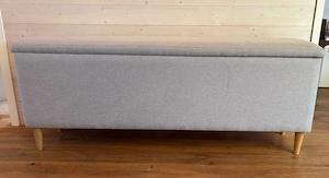 Sitzbank mit Stauraum   Kistenbank   grau, Skandinavischer Stil Bild 3