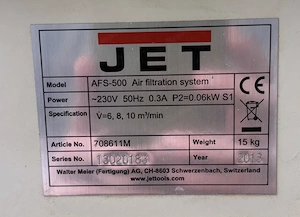 JET AFS-500 Luftfiltersystem Absauganlage Holzstaub Werkstatt   voll funktionsfähig Bild 3