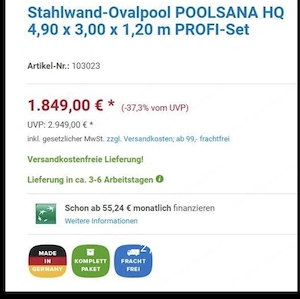Pool Stahlwand-Ovalpool POOLSANA HQ 4,90 x 3,00 x 1,20 m PROFI-Set Bild 5