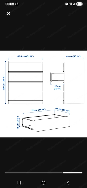 Malm kommode mit glasplatte Bild 4