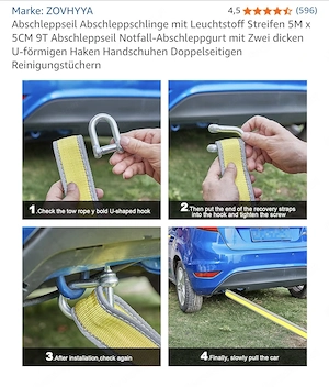 Abschleppseil Abschleppschlinge 5M x 5CM 9T Bild 2