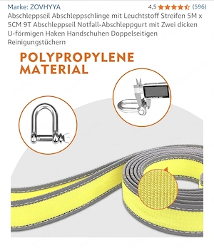 Abschleppseil Abschleppschlinge 5M x 5CM 9T Bild 3