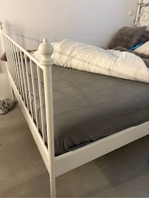 vida XL Bettgestell Weiß mit Lattenrost und Matratze  Bild 3