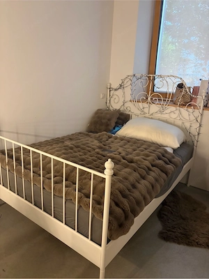 vida XL Bettgestell Weiß mit Lattenrost und Matratze  Bild 2