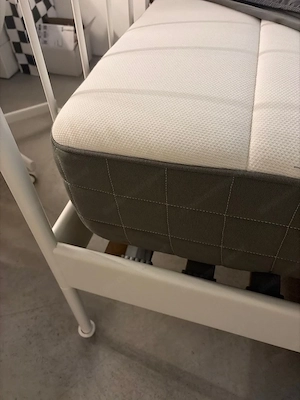 vida XL Bettgestell Weiß mit Lattenrost und Matratze  Bild 4