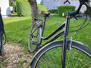 Fahrrad Retro Damen Schwarz, Leder Bild 2