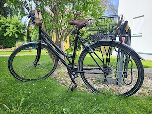 Fahrrad Retro Damen Schwarz, Leder Bild 3