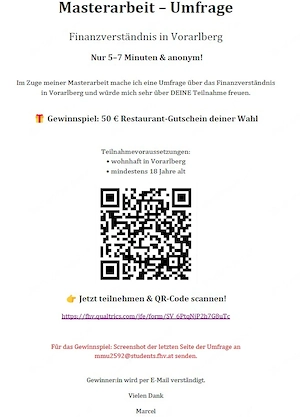 50  Restaurant Gutschein für die Teilnahme an meiner Umfrage (5-7 min) Gewinnen!