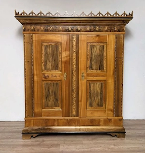 Intarsien Schrank Antik Kirschbaum Bild 2