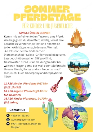 Kinderreit Sommertage und Jugend Camp Pferd Tage Bild 2