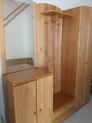 3-teilige Garderobe Vollholz mit Spiegel Bild 2
