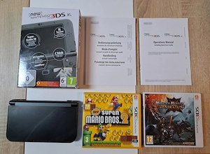 New Nintendo 3DS XL Metallic Black - OVP + Ladekabel + 2 Spiele (Mario & Monster Hunter) Bild 2