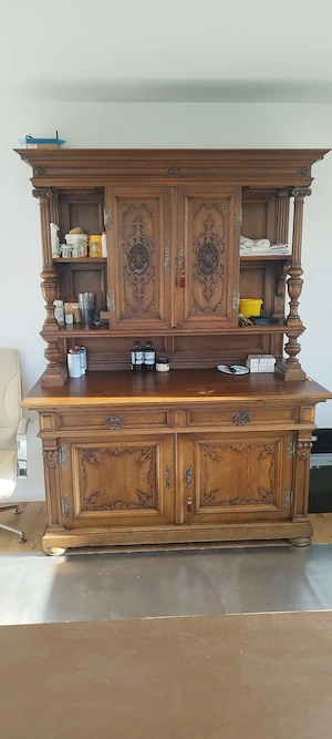 Antiker Eichenholz-Schrank Buffet massiv & sehr hochwertig Bild 2