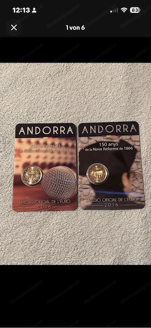 2x 2 Euro Andorra 2016   Rundfunk & Neue Reform   BU im Original Folder