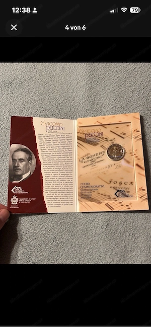 2 Euro San Marino 2014 - Giacomo Puccini - TOP Zustand im Original Folder OVP Bild 5