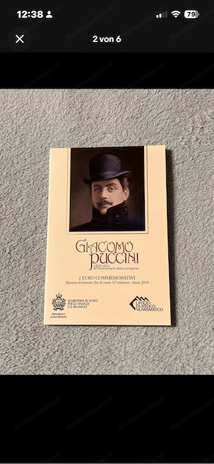 2 Euro San Marino 2014 - Giacomo Puccini - TOP Zustand im Original Folder OVP