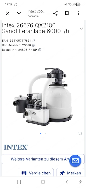 Intex Sandfilteranlage mit Salzwassersystem
