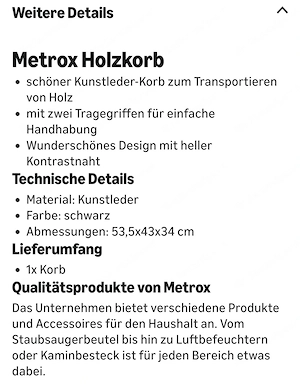 Holzkorb aus Kunstleder, schwarz Bild 5