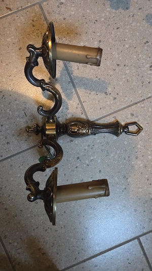Vintage Schmiedeeisen   Messing Lampen Bild 4