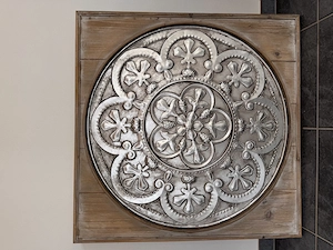Bild aus Holz & Metall, 76x76 cm
