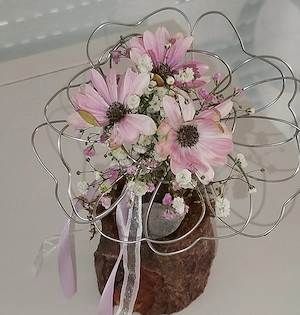 Deko Drahtblume auf Holz  Bild 2