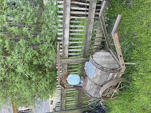 Alte Baumspritze für Deko
