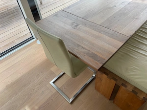 Esstischgarnitur Nuss Vollholz   Leder (8 Sitzplätze) Bild 3
