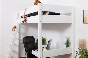 Hochbett Buche Massiv Weiss lackiert Bild 3
