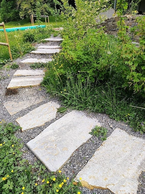 Muschelkalk Steine Mauer Trockenmauer Garten Bild 5