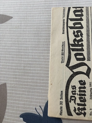 Vollksblatt Zeitung von früher zu verschenken 
