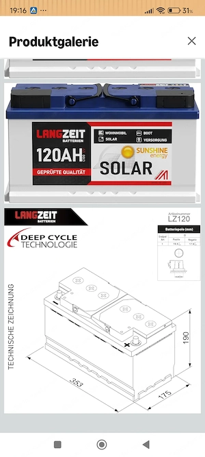Solarbatterie 120Ah, 12V, 100Ah Bild 3