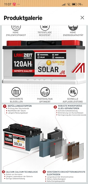 Solarbatterie 120Ah, 12V, 100Ah Bild 2